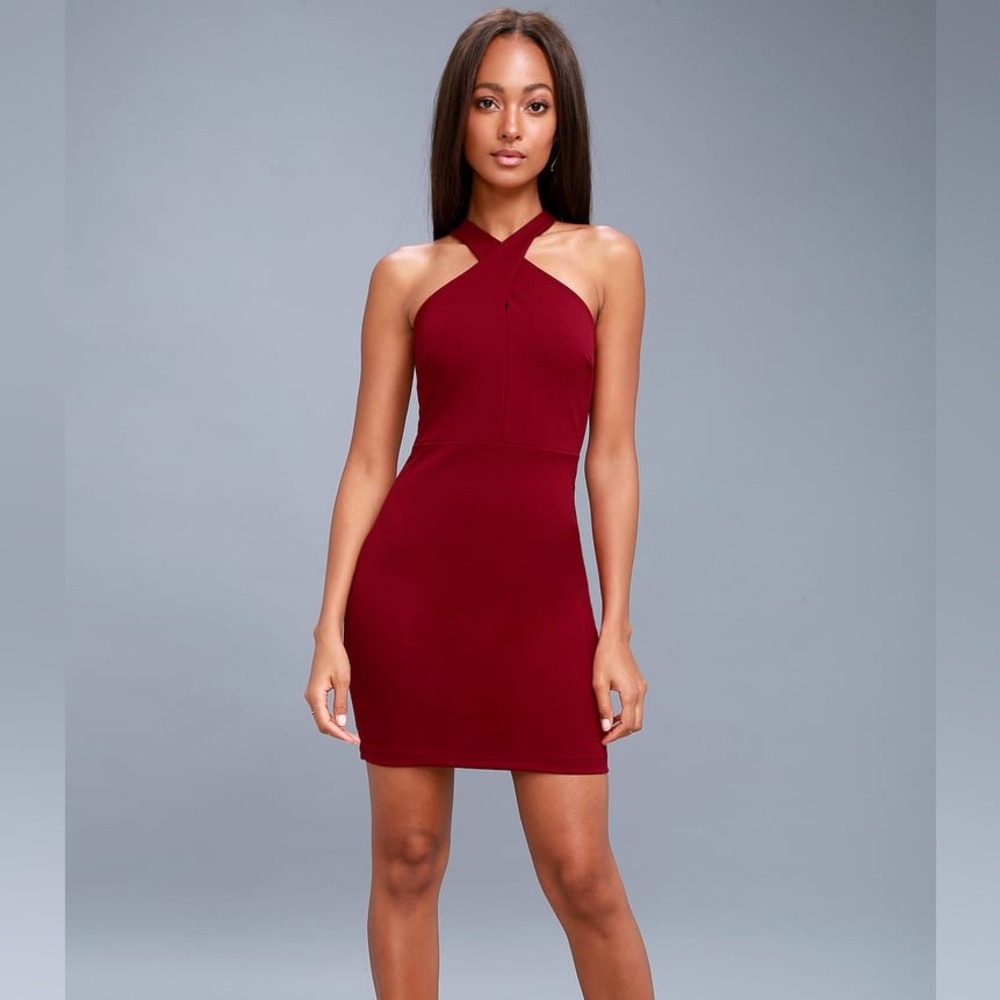 Lulus Thrive Wine Red Sleeveless Bodycon Dress